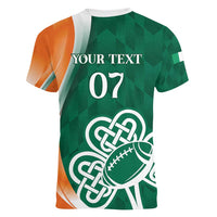 Éire Rugby Celtic Shamrock Women V-Neck T-Shirt Ireland's Call - Wonder Print Shop
