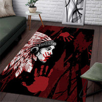 Native American MMIW Area Rug Red Handprint Grunge Style