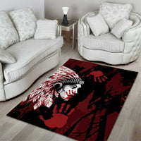 Native American MMIW Area Rug Red Handprint Grunge Style