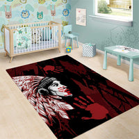 Native American MMIW Area Rug Red Handprint Grunge Style