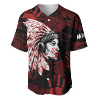 Native American MMIW Baseball Jersey Red Handprint Grunge Style