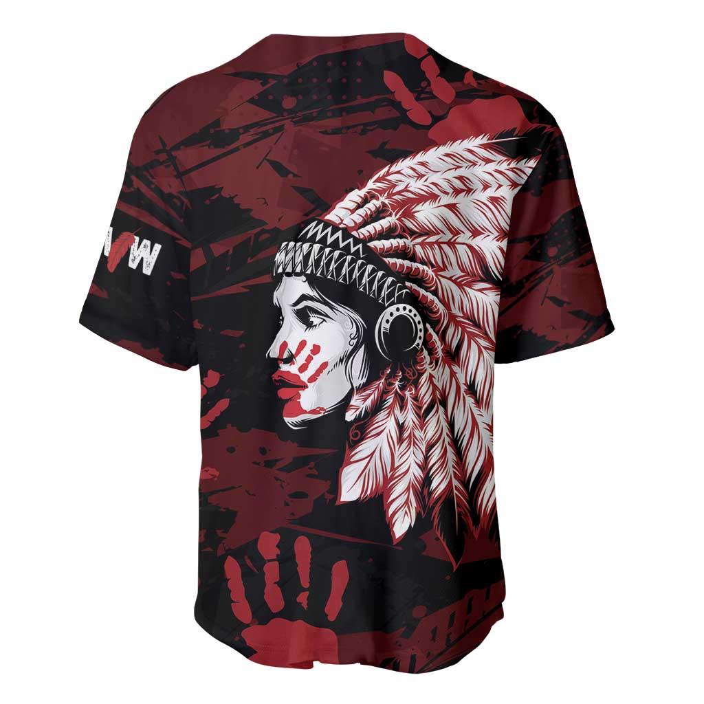 Native American MMIW Baseball Jersey Red Handprint Grunge Style