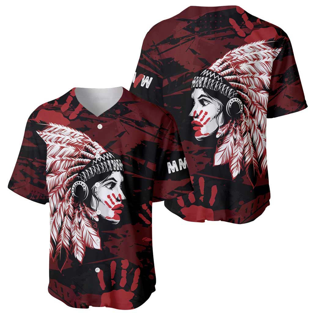 Native American MMIW Baseball Jersey Red Handprint Grunge Style