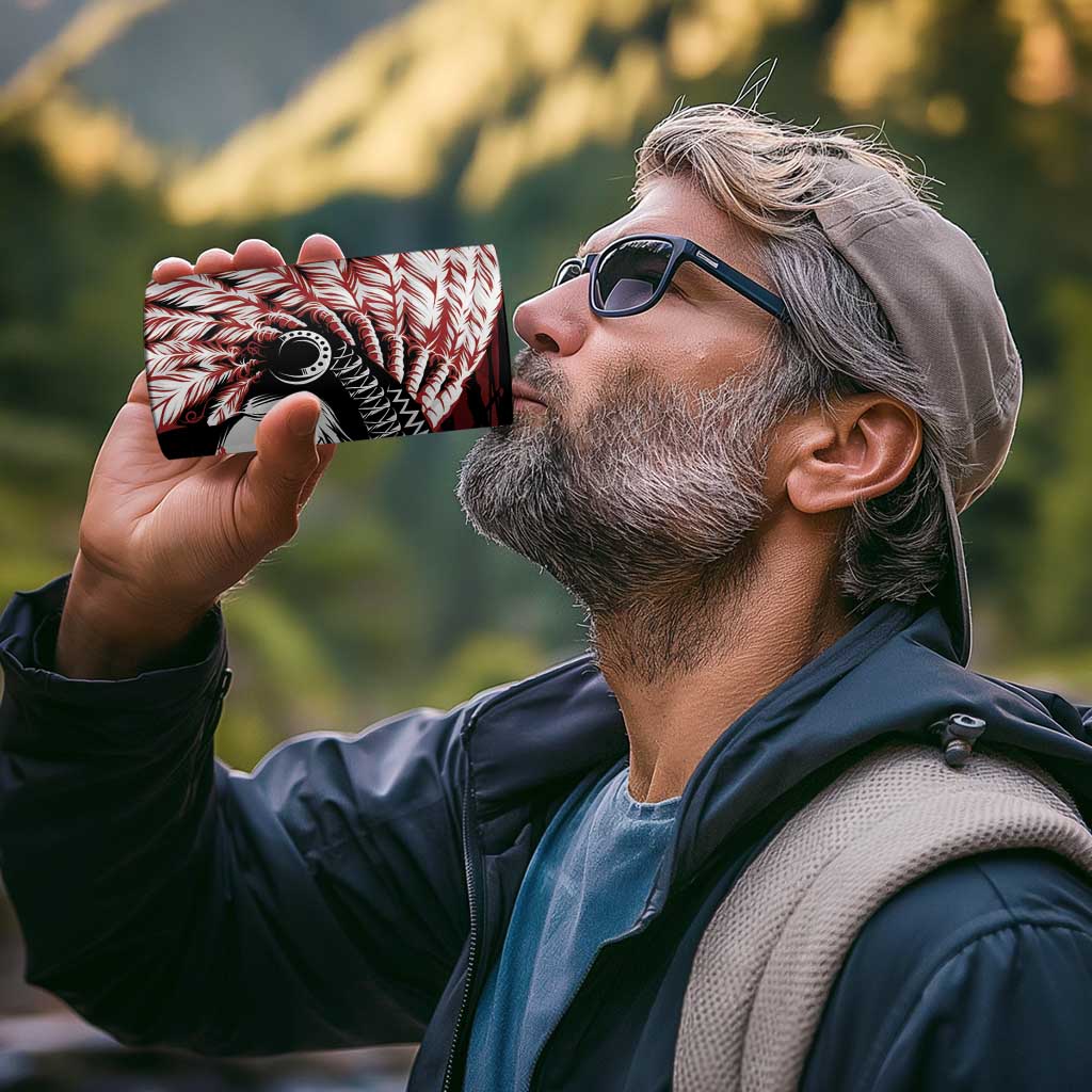 Native American MMIW 4 in 1 Can Cooler Tumbler Red Handprint Grunge Style