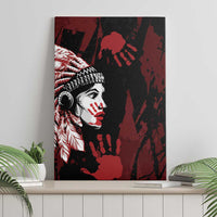 Native American MMIW Canvas Wall Art Red Handprint Grunge Style