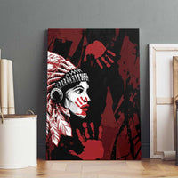 Native American MMIW Canvas Wall Art Red Handprint Grunge Style