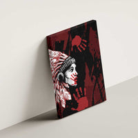 Native American MMIW Canvas Wall Art Red Handprint Grunge Style