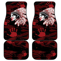 Native American MMIW Car Mats Red Handprint Grunge Style