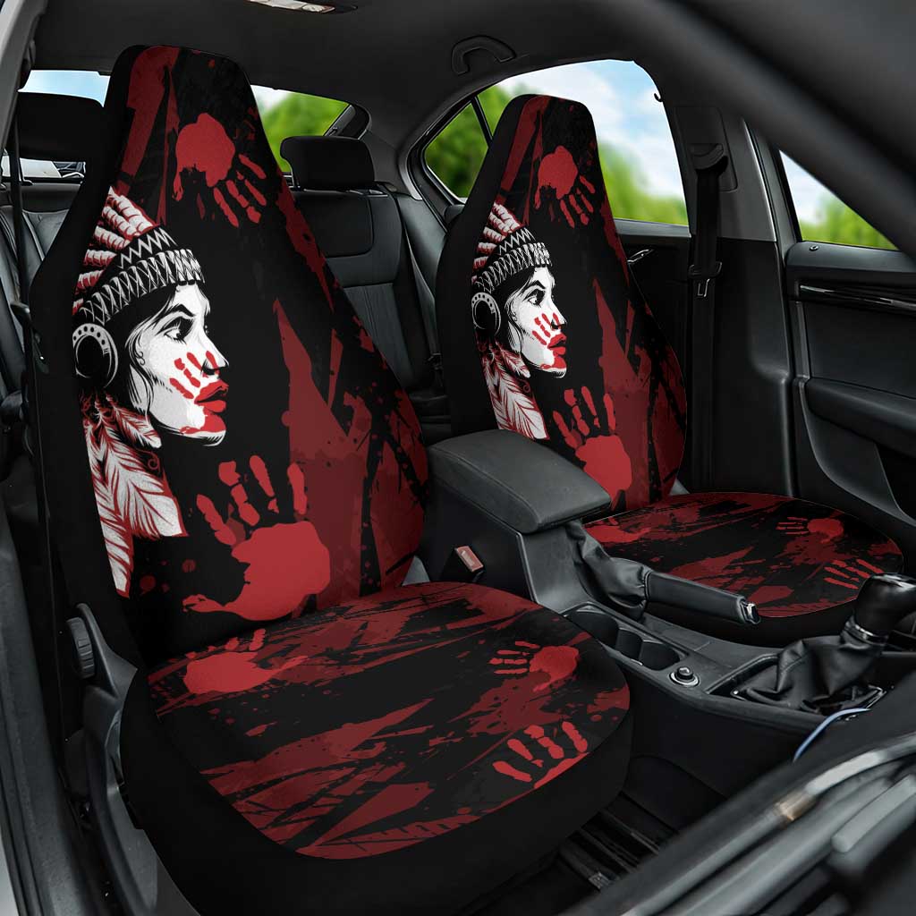Native American MMIW Car Seat Cover Red Handprint Grunge Style