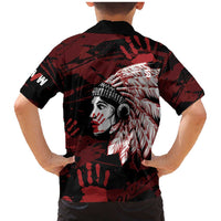 Native American MMIW Family Matching Mermaid Dress and Hawaiian Shirt Red Handprint Grunge Style