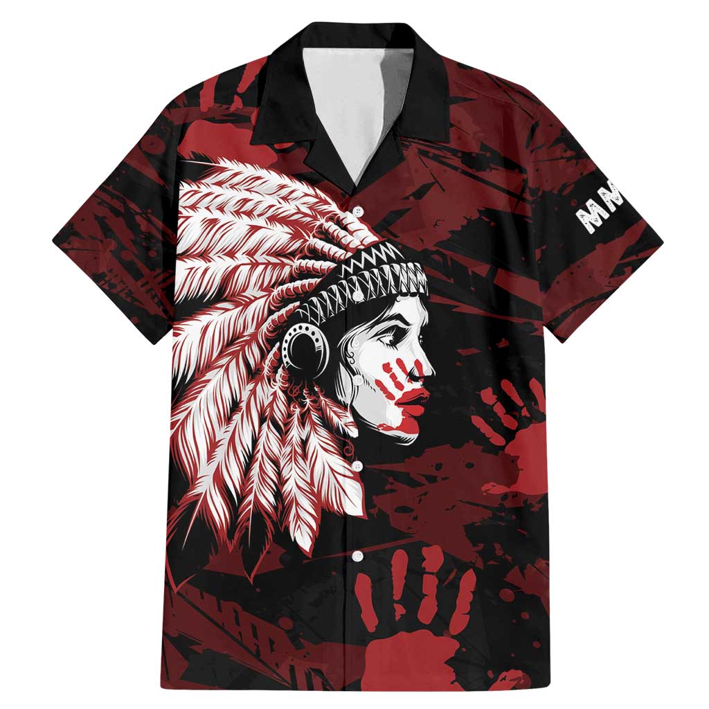 Native American MMIW Family Matching Mermaid Dress and Hawaiian Shirt Red Handprint Grunge Style
