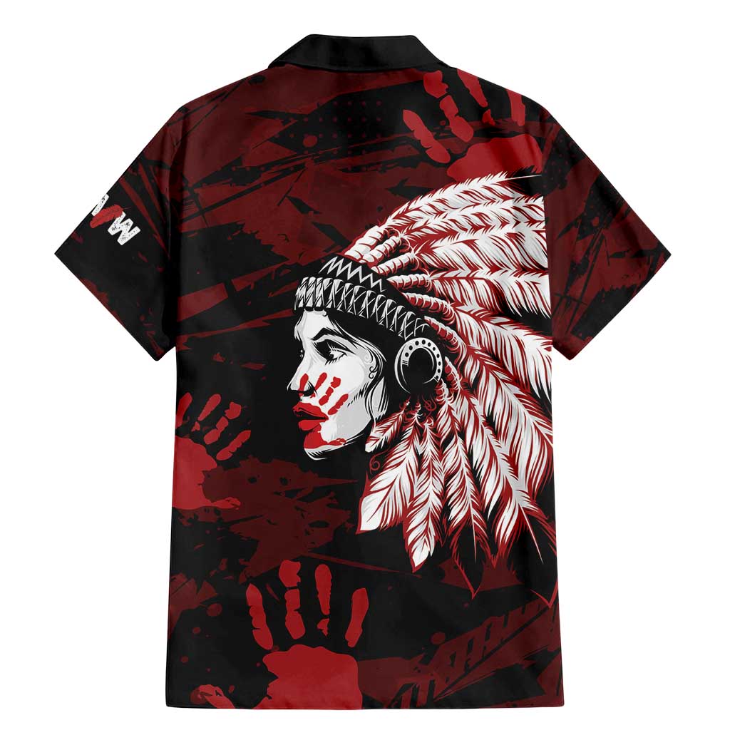 Native American MMIW Family Matching Mermaid Dress and Hawaiian Shirt Red Handprint Grunge Style