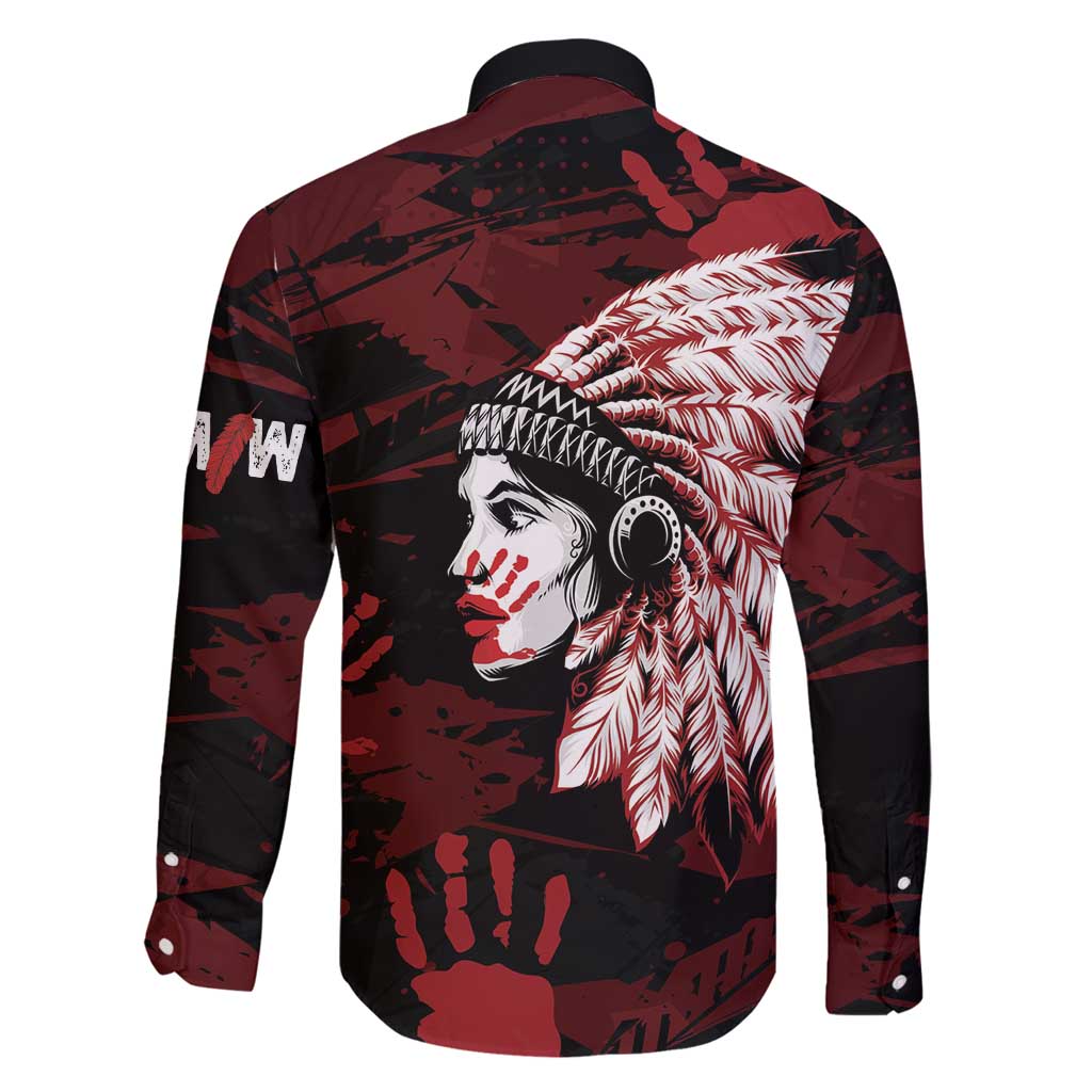 Native American MMIW Family Matching Mermaid Dress and Hawaiian Shirt Red Handprint Grunge Style
