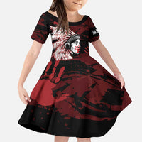 Native American MMIW Family Matching Puletasi and Hawaiian Shirt Red Handprint Grunge Style