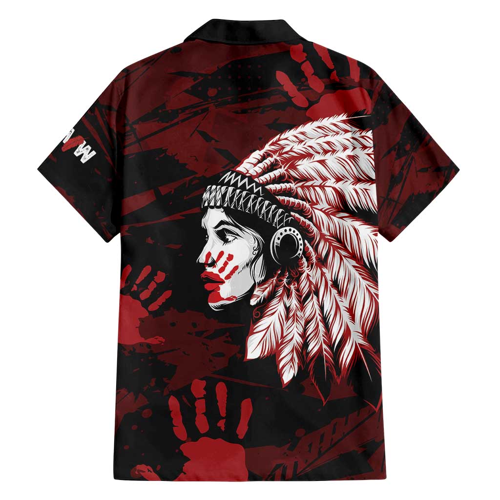 Native American MMIW Family Matching Puletasi and Hawaiian Shirt Red Handprint Grunge Style