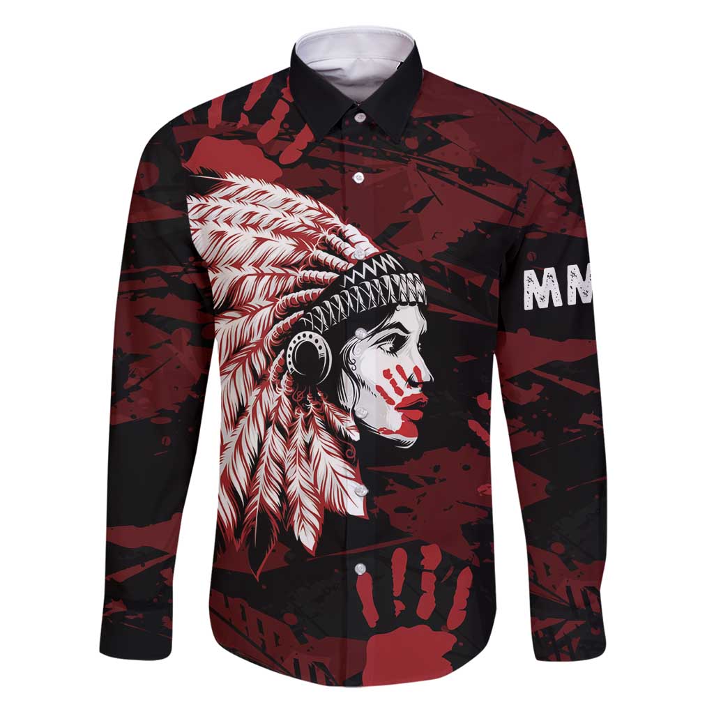 Native American MMIW Family Matching Puletasi and Hawaiian Shirt Red Handprint Grunge Style