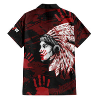 Native American MMIW Family Matching Tank Maxi Dress and Hawaiian Shirt Red Handprint Grunge Style