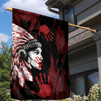 Native American MMIW Garden Flag Red Handprint Grunge Style
