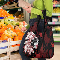 Native American MMIW Grocery Bag Red Handprint Grunge Style