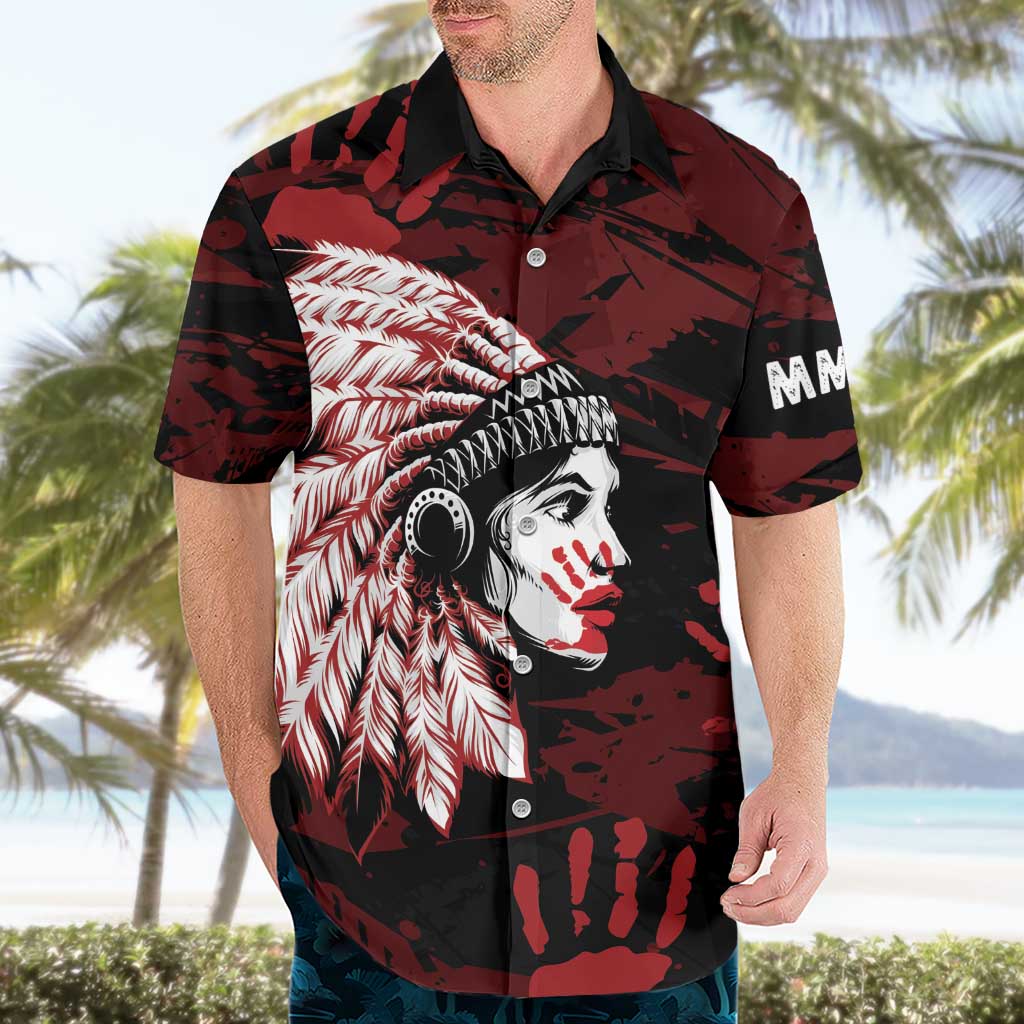 Native American MMIW Hawaiian Shirt Red Handprint Grunge Style