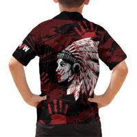 Native American MMIW Hawaiian Shirt Red Handprint Grunge Style