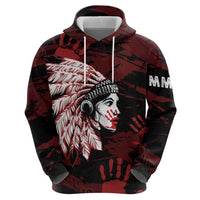 Native American MMIW Hoodie Red Handprint Grunge Style