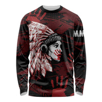 Native American MMIW Long Sleeve Shirt Red Handprint Grunge Style