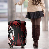 Native American MMIW Luggage Cover Red Handprint Grunge Style