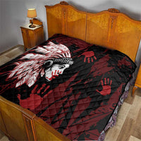 Native American MMIW Quilt Red Handprint Grunge Style