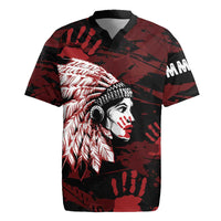 Native American MMIW Rugby Jersey Red Handprint Grunge Style