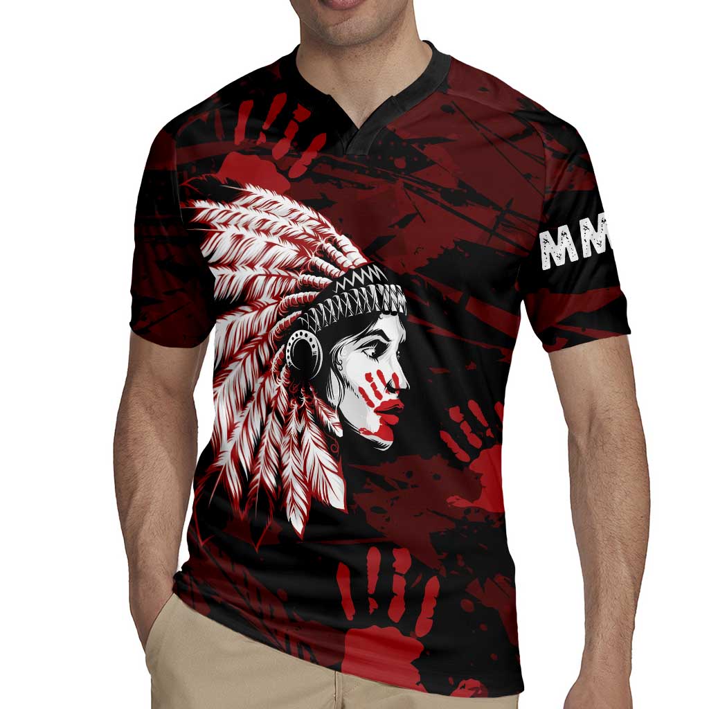 Native American MMIW Rugby Jersey Red Handprint Grunge Style