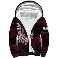 Native American MMIW Sherpa Hoodie Red Handprint Grunge Style