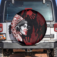 Native American MMIW Spare Tire Cover Red Handprint Grunge Style