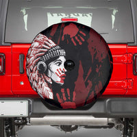 Native American MMIW Spare Tire Cover Red Handprint Grunge Style