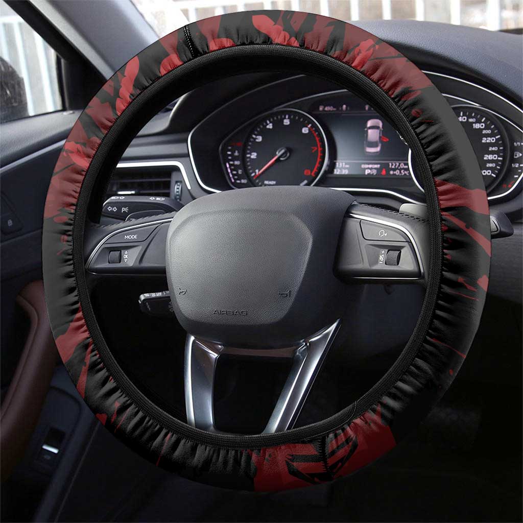 Native American MMIW Steering Wheel Cover Red Handprint Grunge Style
