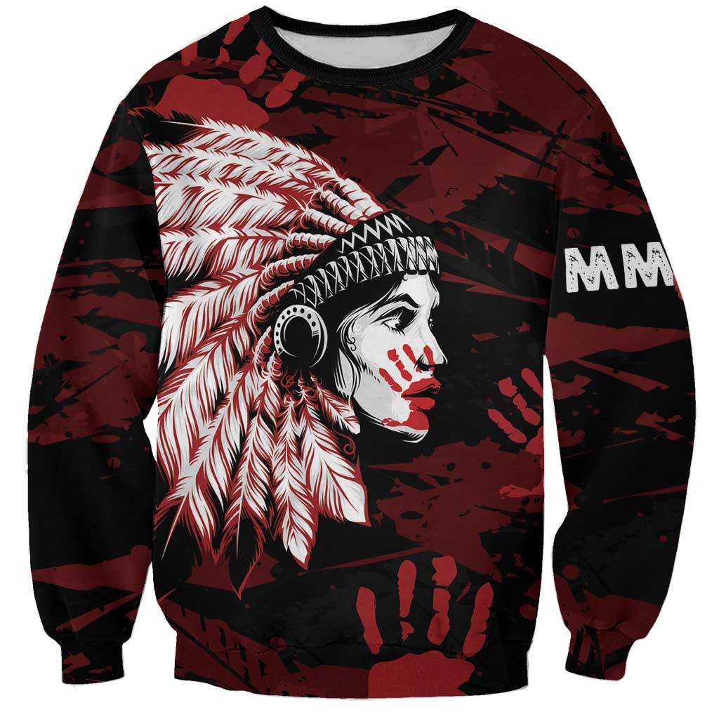 Native American MMIW Sweatshirt Red Handprint Grunge Style