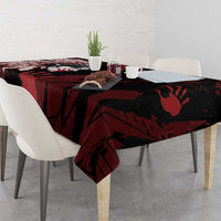 Native American MMIW Tablecloth Red Handprint Grunge Style