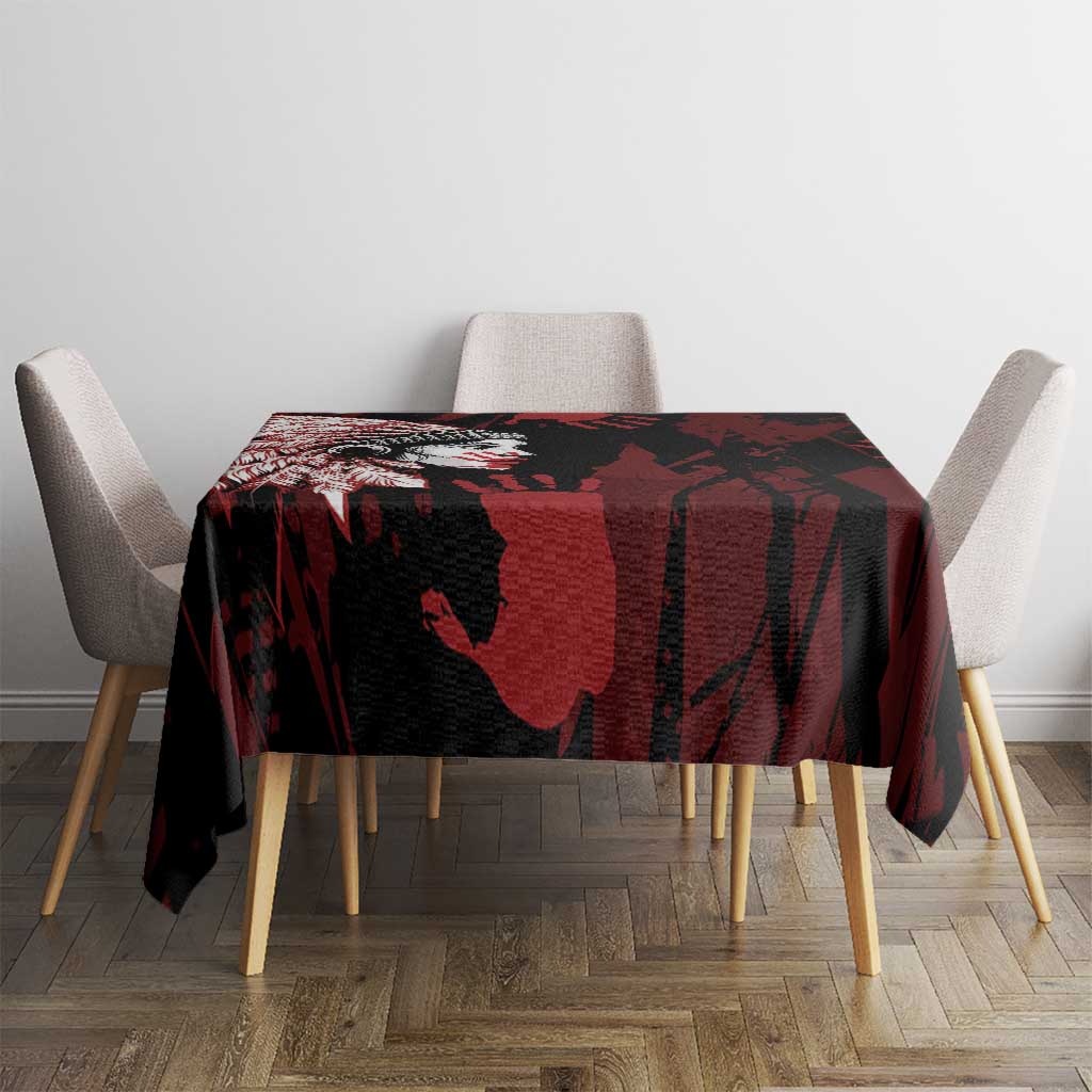 Native American MMIW Tablecloth Red Handprint Grunge Style