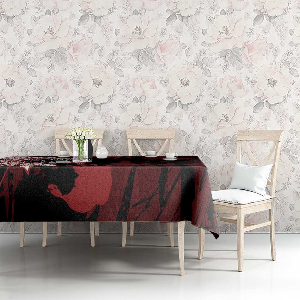 Native American MMIW Tablecloth Red Handprint Grunge Style