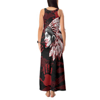 Native American MMIW Tank Maxi Dress Red Handprint Grunge Style