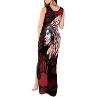 Native American MMIW Tank Maxi Dress Red Handprint Grunge Style