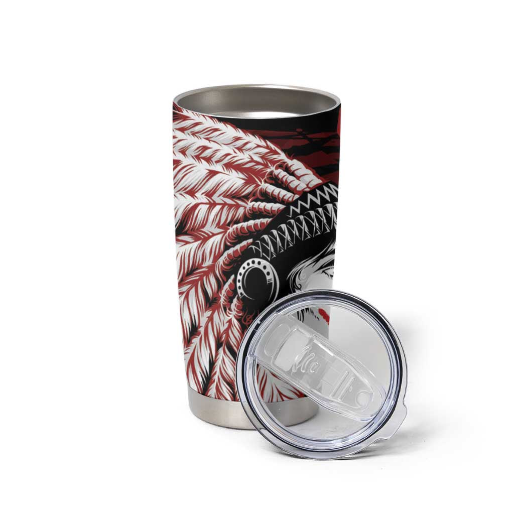 Native American MMIW Tumbler Cup Red Handprint Grunge Style