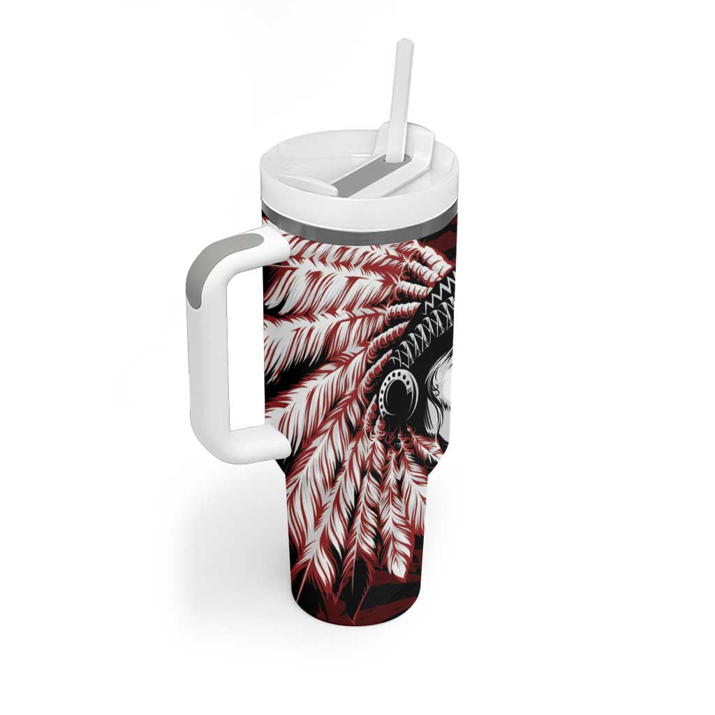 Native American MMIW Tumbler With Handle Red Handprint Grunge Style