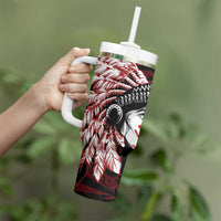 Native American MMIW Tumbler With Handle Red Handprint Grunge Style