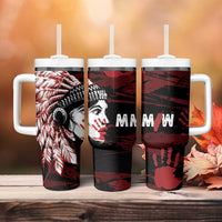 Native American MMIW Tumbler With Handle Red Handprint Grunge Style