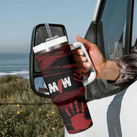 Native American MMIW Tumbler With Handle Red Handprint Grunge Style