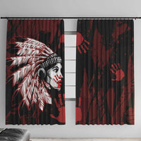 Native American MMIW Window Curtain Red Handprint Grunge Style