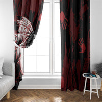 Native American MMIW Window Curtain Red Handprint Grunge Style