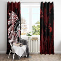 Native American MMIW Window Curtain Red Handprint Grunge Style