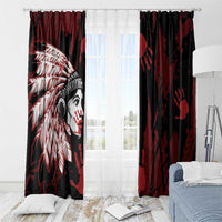 Native American MMIW Window Curtain Red Handprint Grunge Style